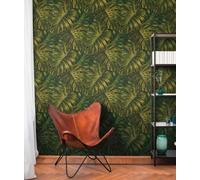 As Creation Bricoflor Non-Woven Wallpaper, Leaf & Palm Wallpaper, Jungle & Tropical In Green - 10,05 X 0,53 M
