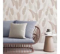 Non-woven wallpaper jungle palm leaves white cream metallic 10344-02 (3,85£/1qm)