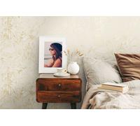 Non-woven wallpaper leaf pattern beige white gold metallic 39560-1 (2,90£/1qm)