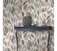 Non-woven wallpaper leaf pattern floral grey beige green 10431-07 (3,60£/1qm)