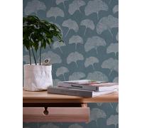 Non-Woven Wallpaper Leaf Pattern Illustration Blue White 38966-2 (4,27£/1qm)