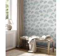 Non-Woven Wallpaper Leaf Pattern Illustration White Green 38966-1 (4,27£/1qm)