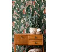 Non-woven wallpaper leaf pattern palm trees orange green 39435-1 (4,44£/1qm)