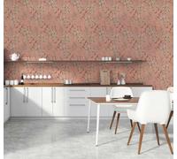 Non-woven wallpaper leaf pattern tendrils pink green yellow 39745-3 (3,29£/1qm)