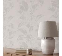 Non-woven wallpaper leaf pattern textile look beige grey 10459-02 (2,11£/1qm)