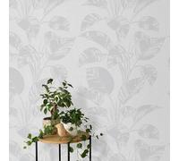 Non-woven wallpaper leaf pattern textile look light grey 10459-31 (2,11£/1qm)