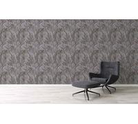 Non-woven wallpaper leaves ferns exotic grey dark brown gloss 39038-4 (4,01£/1qm