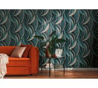 Non-woven wallpaper leaves graphic blue silver metallic 78655-2 (3,26£/1qm)