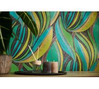 Livingwalls Non Woven Wallpaper Hot Spots Floral 10,05 m x 0,53 m - Green, Yellow, Turquoise, Metallic - Modern Wallpaper - 786551