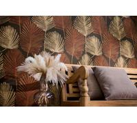 Non-woven wallpaper leaves pattern brown gold metallic 78673-5 (3,26£/1qm)