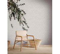 Non-woven wallpaper leaves pattern fabric look grey beige 47641 (6,50£/1qm)
