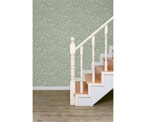 Non-woven wallpaper leaves pattern fabric look grey green 47640 (6,76£/1qm)