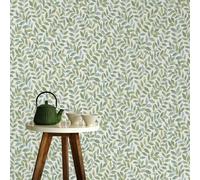 Non-woven wallpaper leaves pattern floral white green blue 10462-07 (2,01£/1qm)
