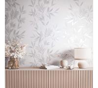 Non-woven wallpaper leaves tendrils white grey silver metallic 82460 (3,91£/1qm)
