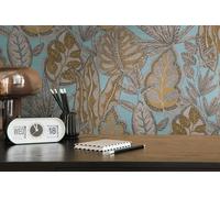 Livingwalls Famous Garden 393464 Non-Woven Wallpaper Light Blue Yellow Brown 10.05 m x 0.53 m Made in Germany
