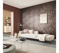 Non-woven wallpaper leaves tropical brown copper metallic 10476-48 (3,09£/1qm)