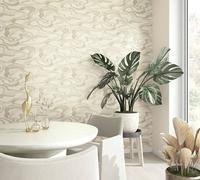 Non-Woven Wallpaper Lines Waves Textile Look Beige Metallic 34535 (4,58£/1qm)