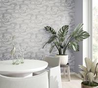 Non-Woven Wallpaper Lines Waves Textile Look grey Metallic 34536 (4,58£/1qm)