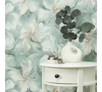 Erismann Aurora Liquid Marble Swirl Metallic Floral Modern Industrial Style Wallpaper Perfect for Feature Walls Living Rooms Bedrooms Turquoise (10514-18)
