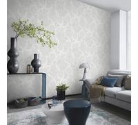 Non-woven wallpaper marbled leaves white cream metallic 10402-01 (3,47£/1qm)