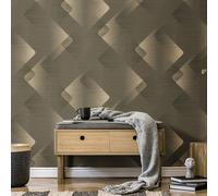Non-woven wallpaper metal look graphic grey gold metallic 10479-15 (2,94£/1qm)