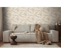 AS Creation Michalsky Palm Leaf Metallic Leaves Wallpaper Cream Beige 39980-1