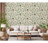 Non-woven wallpaper modern floral flowers cream green red 47648 (6,76£/1qm)