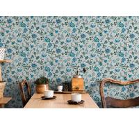 Non-woven wallpaper modern floral flowers green turquoise 47647 (6,76£/1qm)