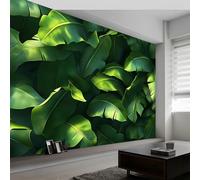 Non-Woven Wallpaper Mural, 3D Suede Horizontal Stripes, Nature Forest Green, Peel and Stick Wall Mural for Bedroom Living Room