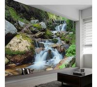 Non-Woven Wallpaper Mural, 3D Suede Horizontal Stripes, Nature Forest Green, Peel and Stick Wall Mural for Bedroom Living Room