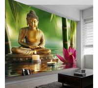Non-Woven Wallpaper Mural, 3D Suede Horizontal Stripes, Nature Forest Green, Peel and Stick Wall Mural for Bedroom Living Room