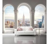 Non-Woven Wallpaper Mural - American White Architecture Colonnade Wall Art for Living Room & Bedroom - 400 x 280 Cm Large Wall Mural Photo Wallpaper for Home Interior Decoration