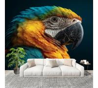 Non-Woven Wallpaper - Mural de Interior Blue and Yellow 3D Wall Art Photo Wallpaper Animal Parrot Portrait Wall Mural Home Bedroom Living Room Poster Decoration 250x175 cm
