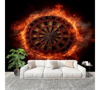 Non-Woven Wallpaper - Mural de Interior Flame Dartboard Pattern 3D Wall Art Photo Wallpaper Retro Style Wall Mural Home Bedroom Living Room Poster Decoration 250x175 cm