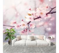 Non-Woven Wallpaper - Mural de Interior Romance Florals Cherry Blossoms 3D Wall Art Photo Wallpaper Pink Wall Mural Home Bedroom Living Room Poster Decoration 300x210 cm