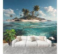 Non-Woven Wallpaper - Mural de Interior Tropical Island Scenery 3D Wall Art Photo Wallpaper Nature Wall Mural Home Bedroom Living Room Poster Decoration 400x280 cm