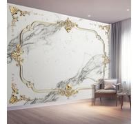 Non-Woven Wallpaper Mural - Light Luxury Style Golden Yellow Marble Pattern Wall Art for Living Room & Bedroom - 250 X 175 Cm Large Wall Mural Photo Wallpaper for Home Interior Decoration