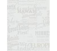 Non-woven wallpaper Novamur 82326 white beige metallic lettering Ivy (2,81£/1qm)