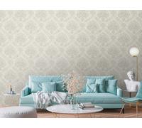 Non-woven Wallpaper ornaments baroque white silver metallic 39112-2 (4,78£/1qm)