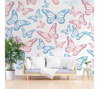 Non-Woven Wallpaper Painted Butterfly Texture 3D Wall Art Photo Wallpaper Wall Mural Home Bedroom Living Room Poster Decoration Animal Butterfly Wall Paper 300x210cm(W x H)