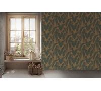 Non-woven wallpaper palm leaves beige green gold metallic 39502-2 (2,90£/1qm)