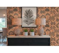 Non-woven wallpaper Palm Tree Jungle Orange Black Metallic 79163-3 (3,15£/1qm)