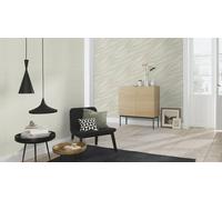 Non-woven wallpaper pattern waves cream silver metallic Rasch 608021 (4,08£/1qm)