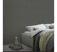 Non-woven wallpaper plain textile look modern grey black 10510-47 (2,49£/1qm)