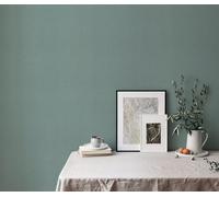 Non-woven wallpaper plain textile look textured green petrol 10463-07 (1,92£/1qm