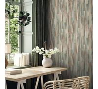 Non-woven wallpaper plank wood look 3D effect blue beige 45736 (4,01£/1qm)