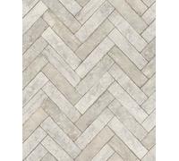 Non-woven wallpaper Rasch 499124 brick herringbone light grey beige (4,59£/1qm)