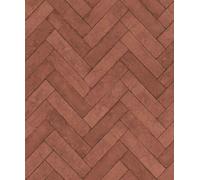 Non-woven wallpaper Rasch 499148 3D look brick herringbone red brown (4,59£/1qm)