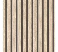 Non-woven wallpaper Rasch 499315 wood look panels stripes beige black (4,49£/1qm