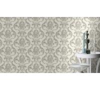 Non-woven wallpaper Rasch damask ornaments cream white silver 315622 (3,28£/1qm)